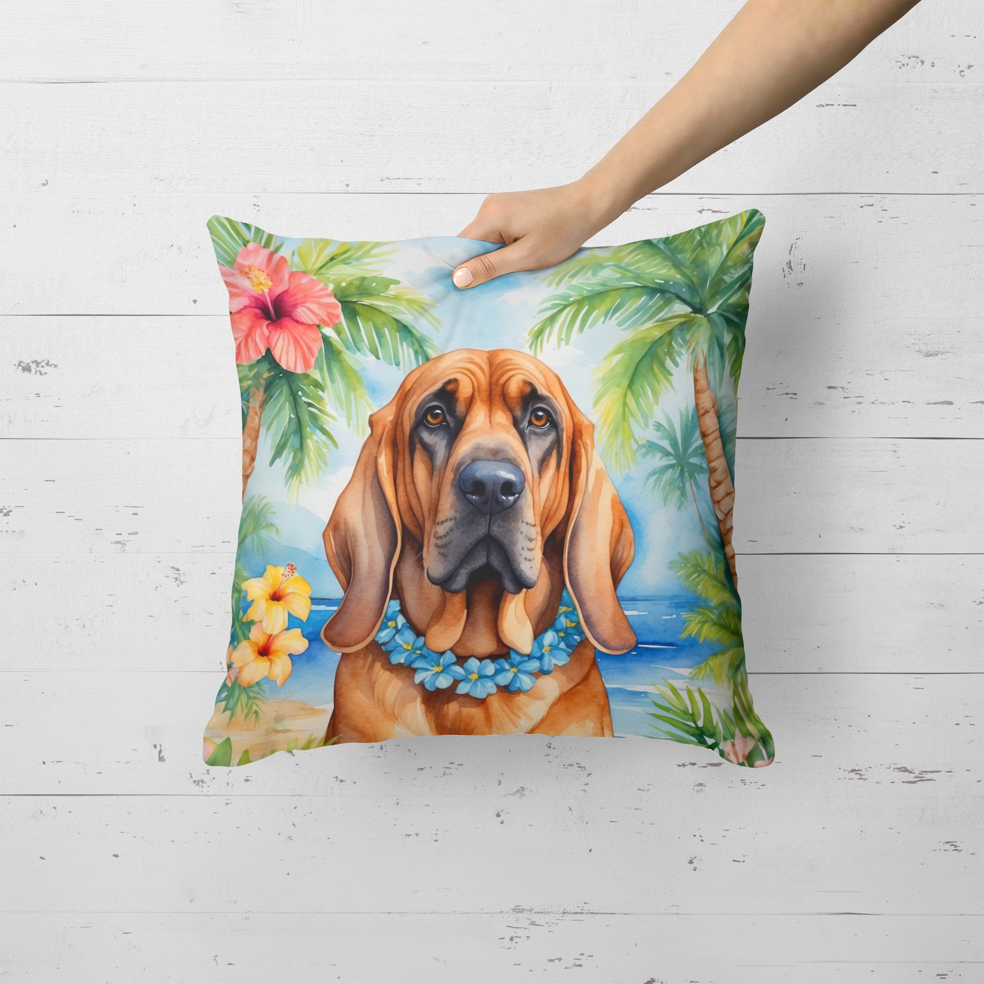 Buy this Bloodhound Luau Throw Pillow