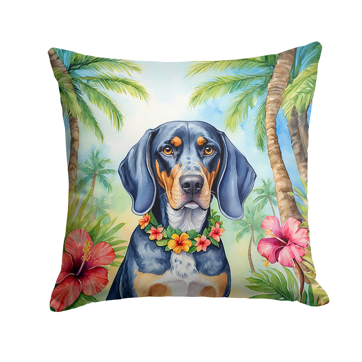 Buy this Bluetick Coonhound Luau Throw Pillow
