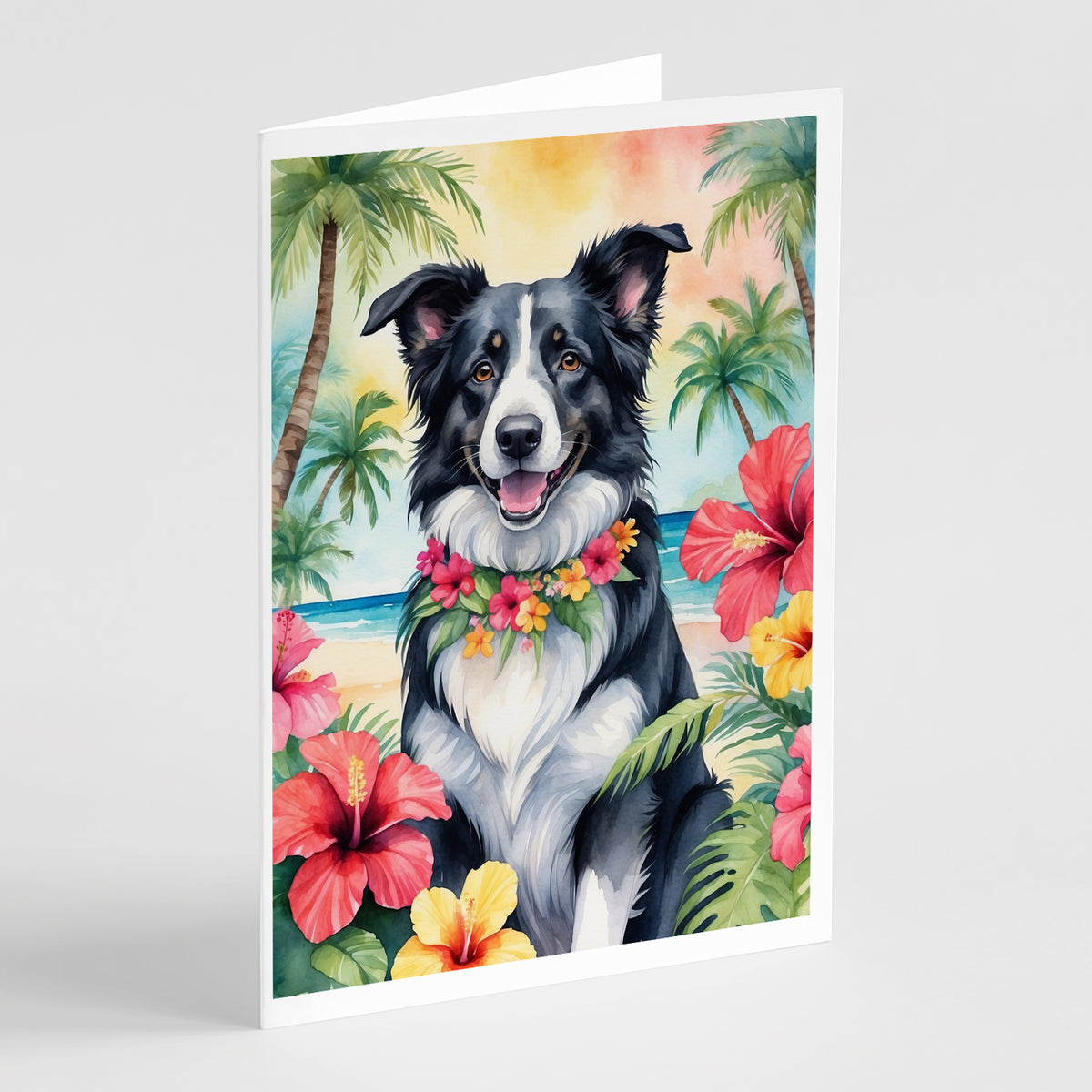 Buy this Border Collie Luau Greeting Cards Pack of 8
