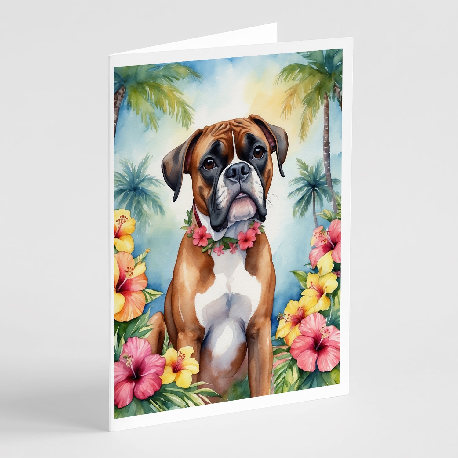 Buy this Boxer Luau Greeting Cards Pack of 8