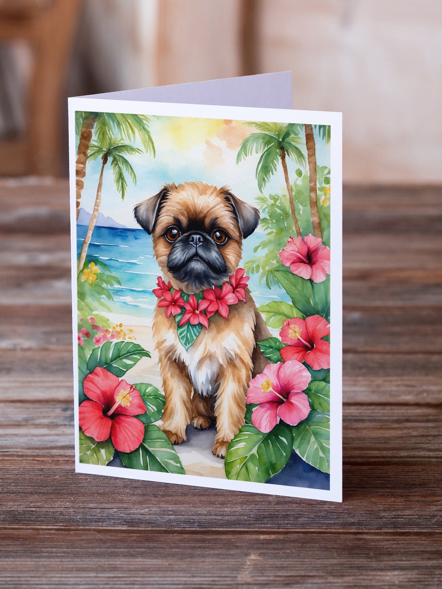 Brussels Griffon Luau Greeting Cards Pack of 8