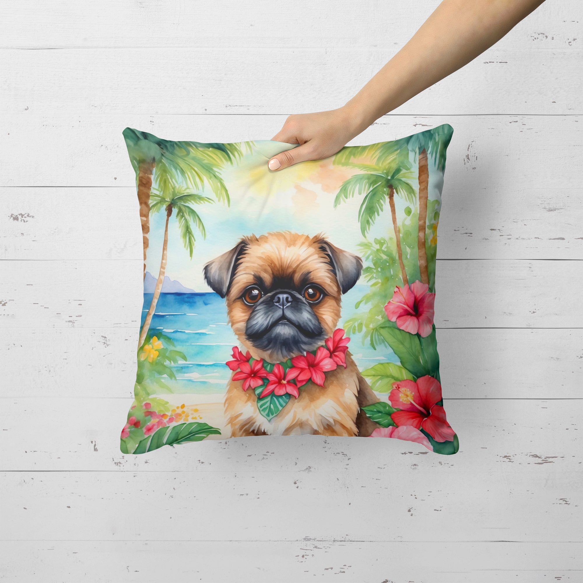 Buy this Brussels Griffon Luau Throw Pillow