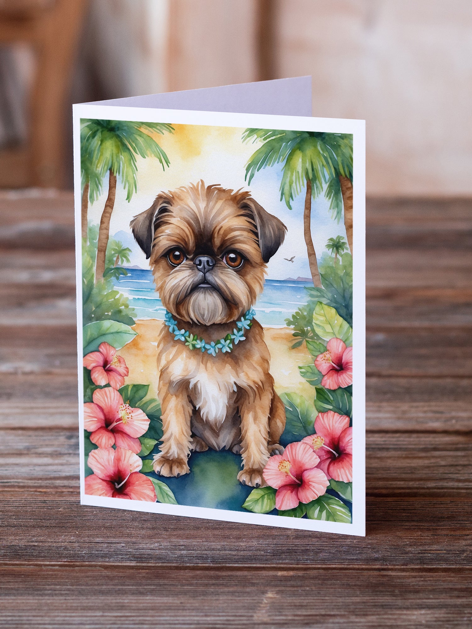 Brussels Griffon Luau Greeting Cards Pack of 8