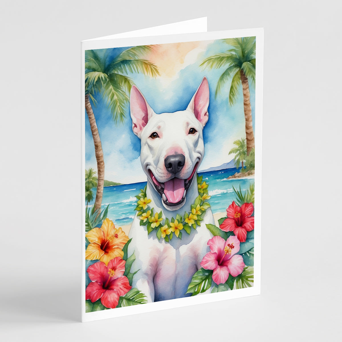 Buy this Bull Terrier Luau Greeting Cards Pack of 8