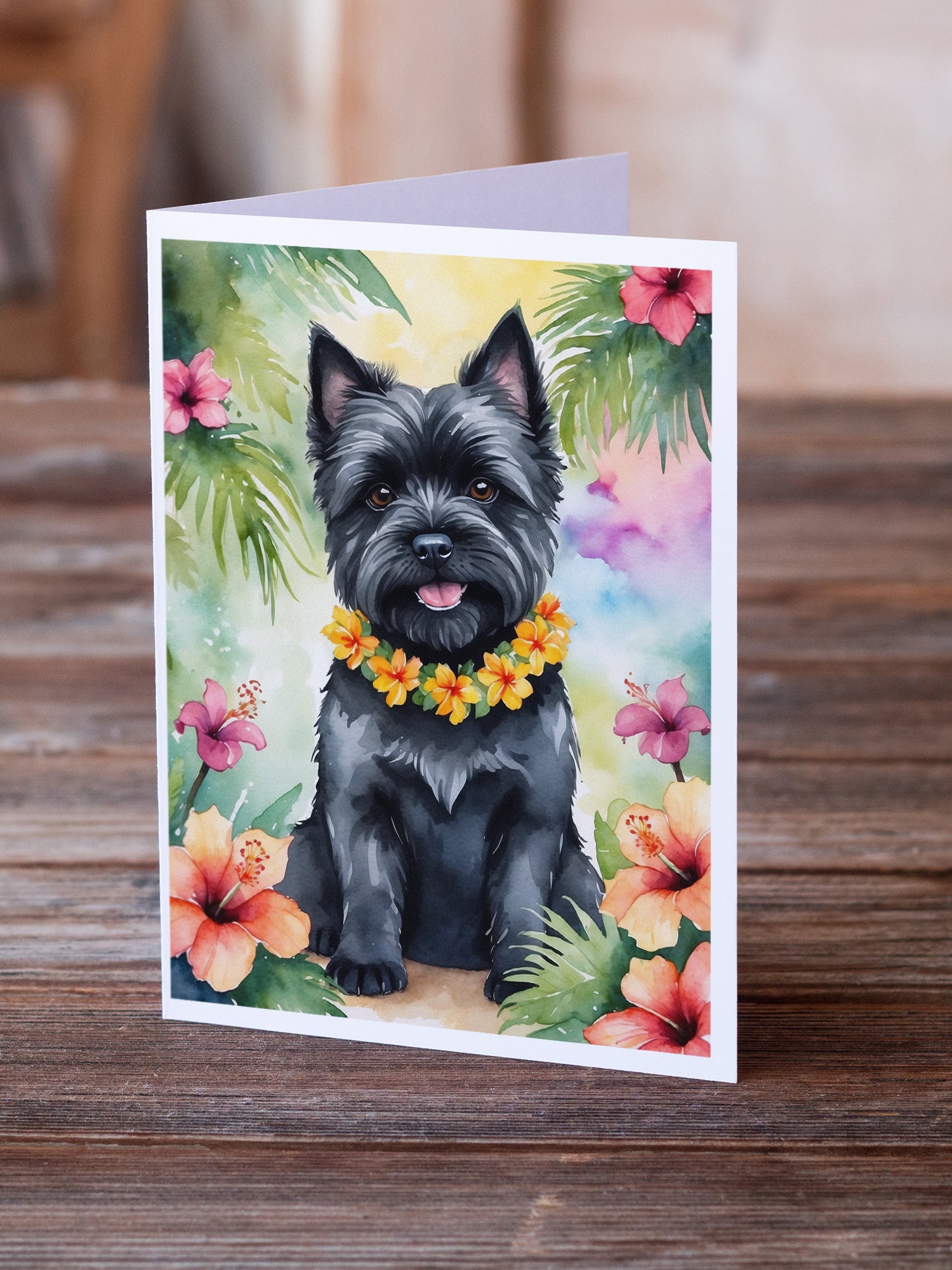 Cairn Terrier Luau Greeting Cards Pack of 8