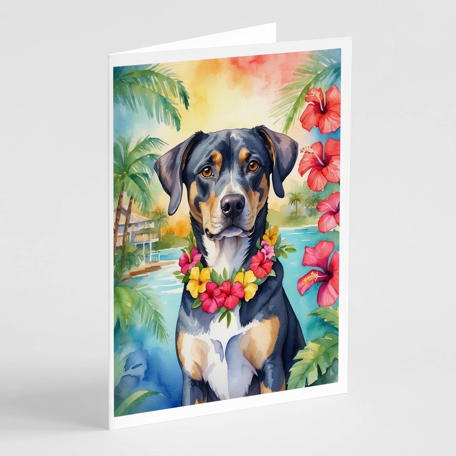 Buy this Catahoula Luau Greeting Cards Pack of 8
