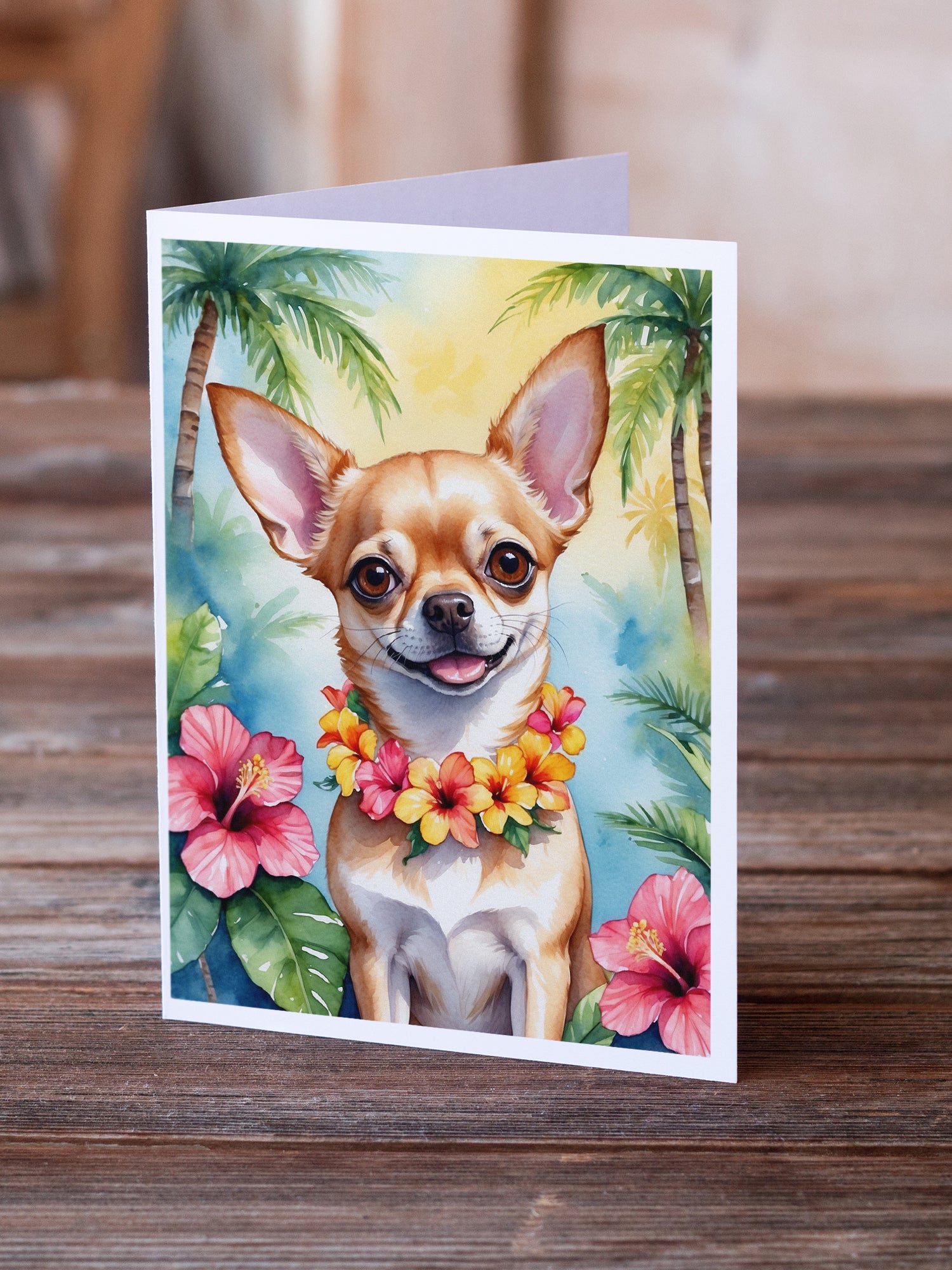 Chihuahua Luau Greeting Cards Pack of 8