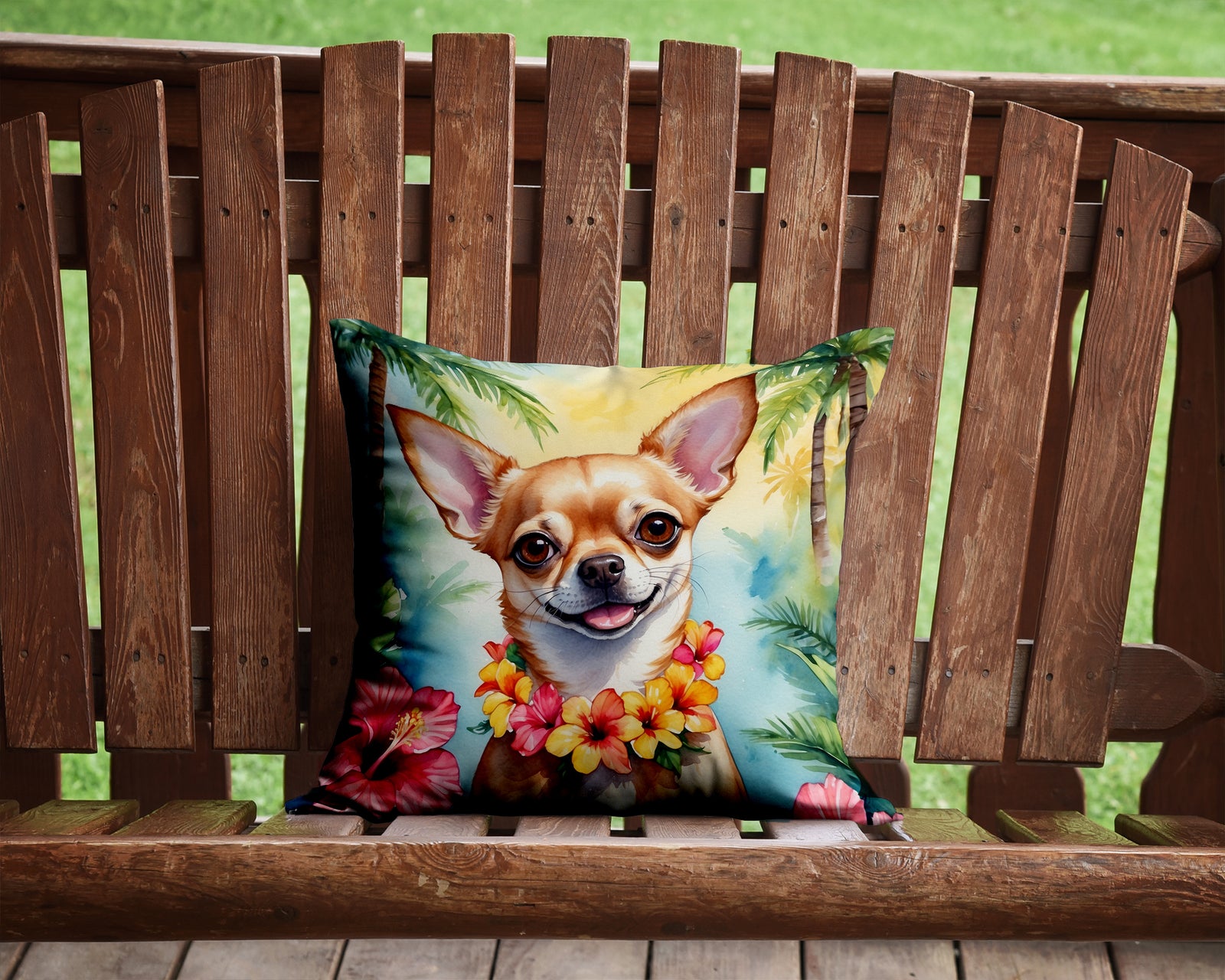 Caroline's Treasures Chihuahua Luau Throw Pillow - 14x14 Decorative Pillow – Art for Your Home & Patio