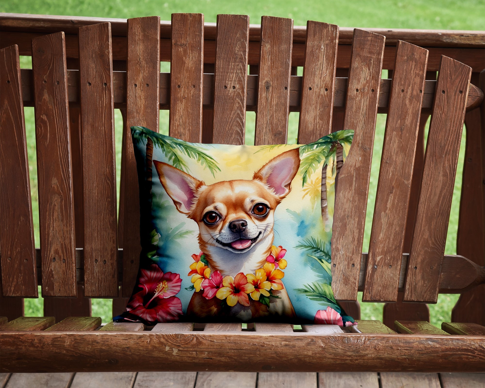 Chihuahua Luau Throw Pillow
