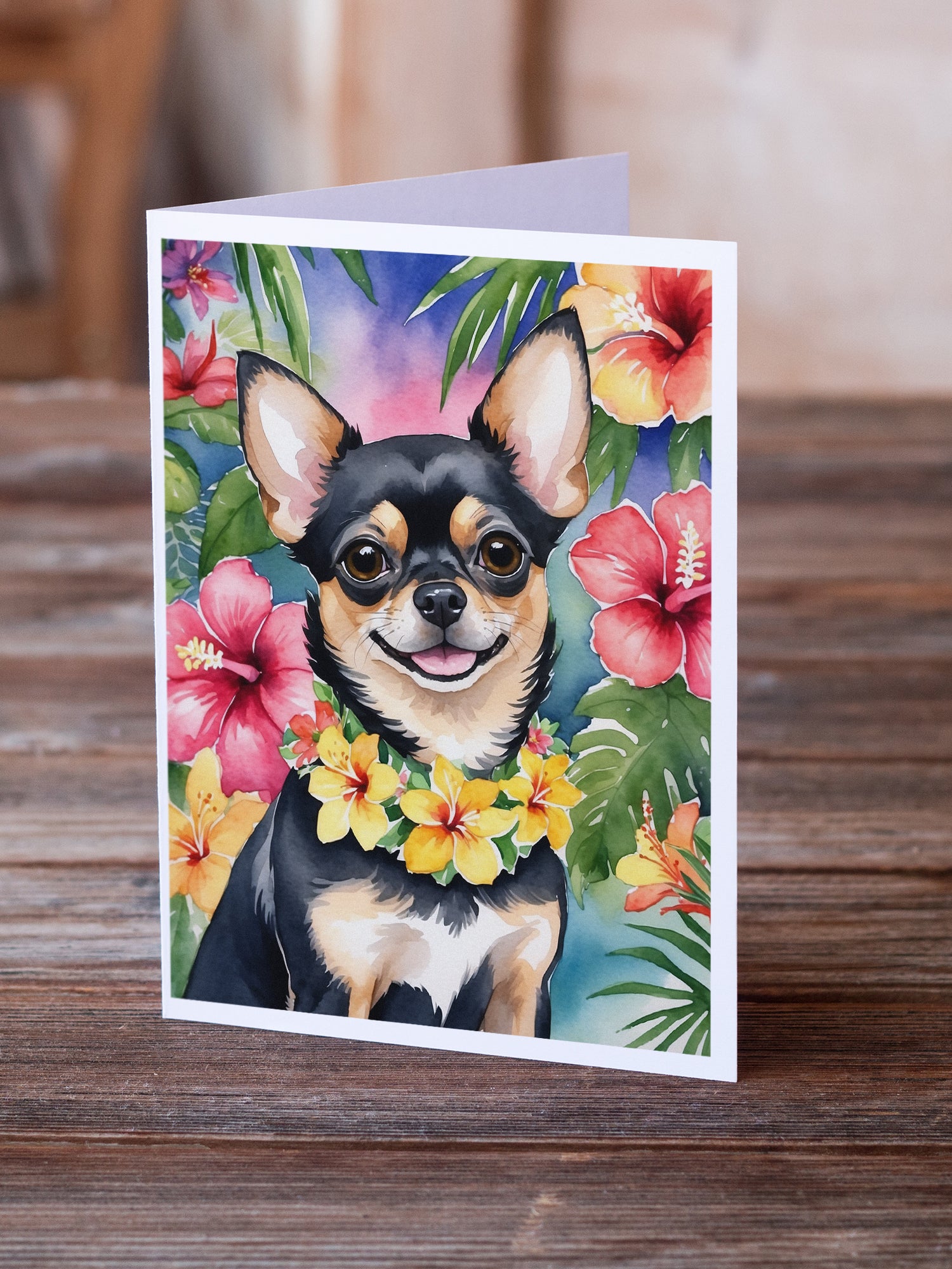 Chihuahua Luau Greeting Cards Pack of 8