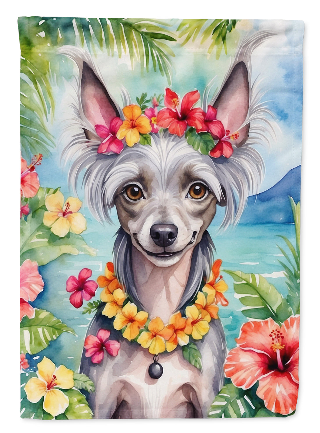 Buy this Chinese Crested Luau House Flag