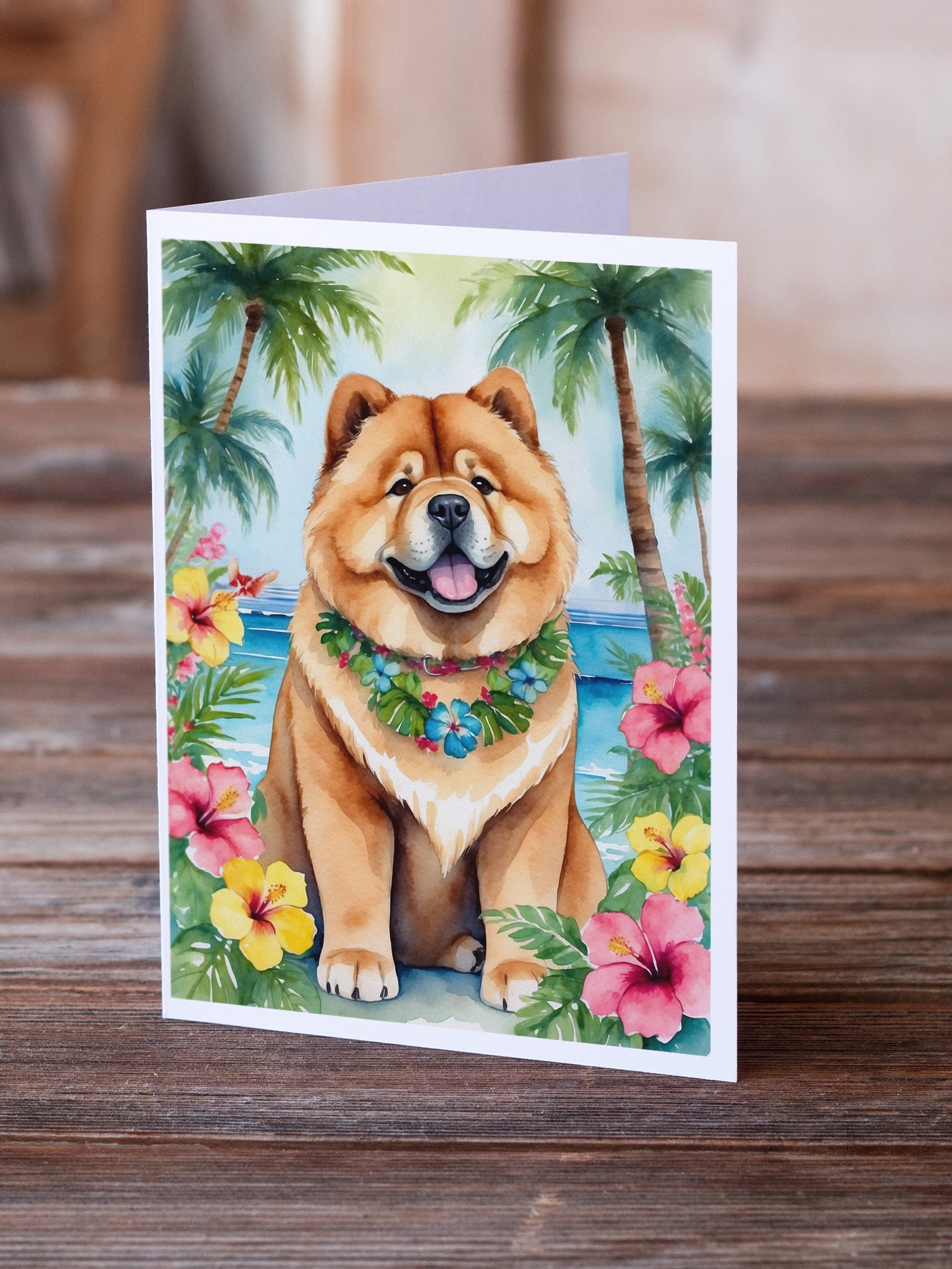 Chow Chow Luau Greeting Cards Pack of 8