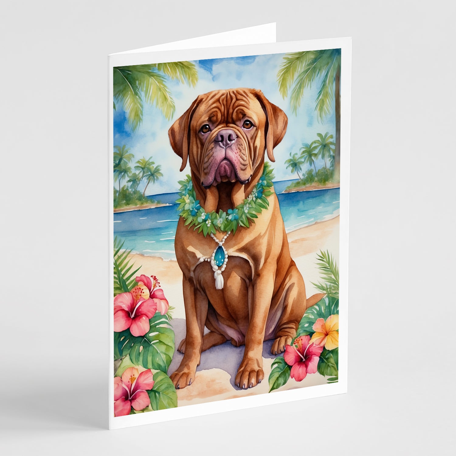 Buy this Dogue de Bordeaux Luau Greeting Cards Pack of 8