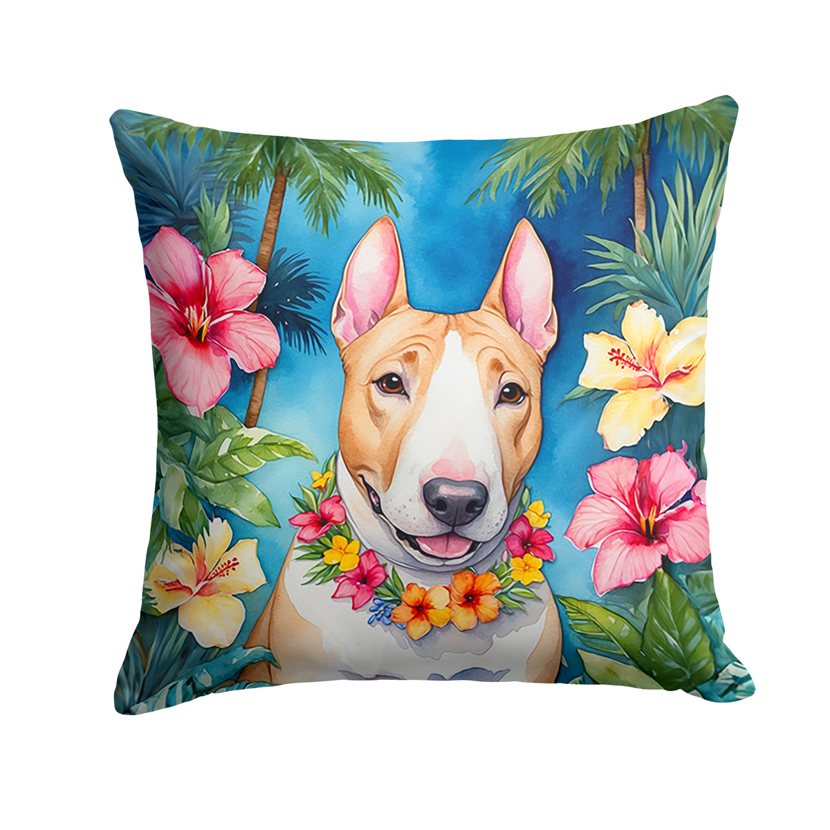 Buy this English Bull Terrier Luau Throw Pillow