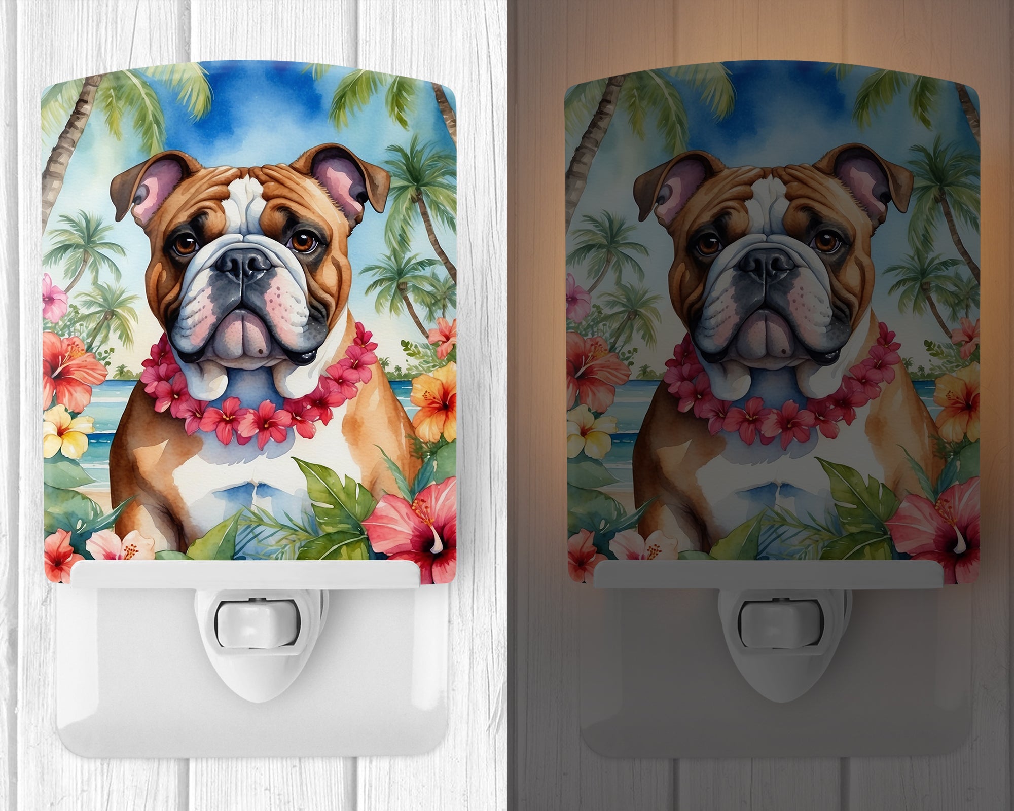 Buy this English Bulldog Luau Ceramic Night Light