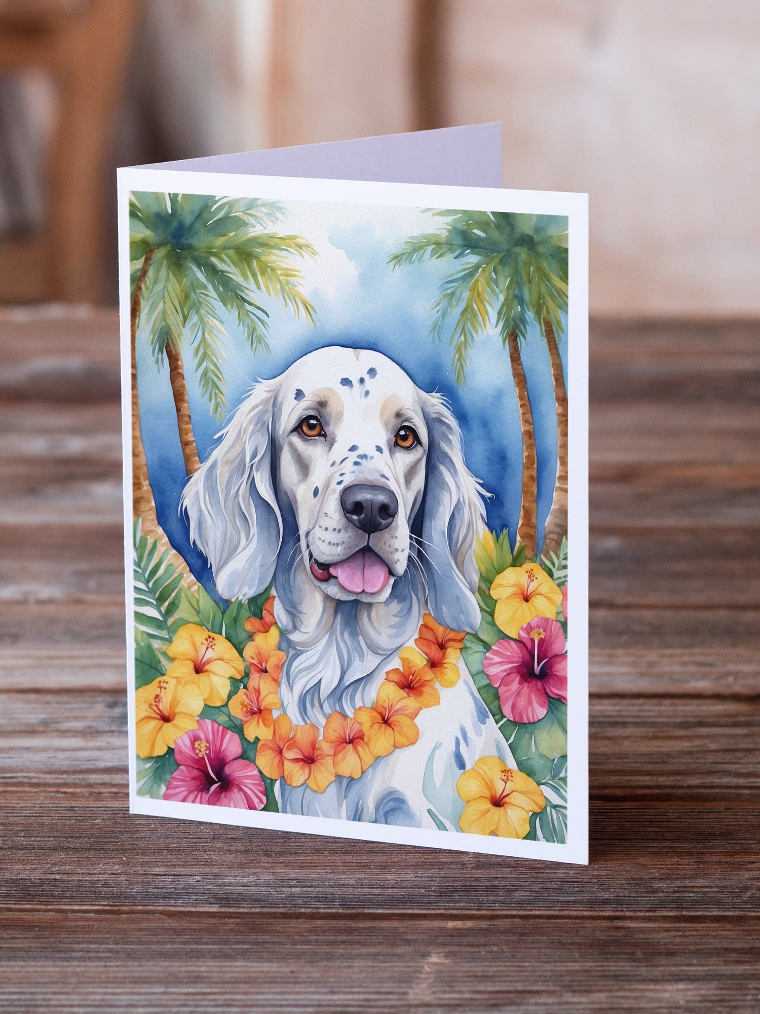 Buy this English Setter Luau Greeting Cards Pack of 8