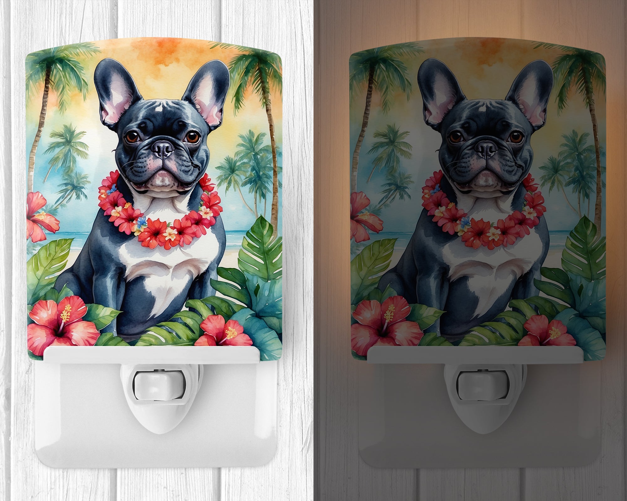 French Bulldog Luau Ceramic Night Light