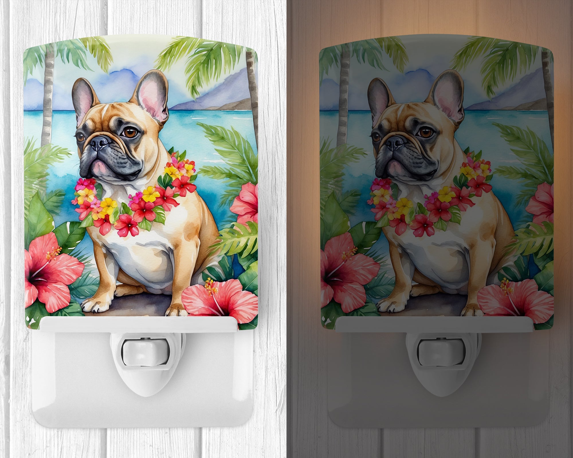 French Bulldog Luau Ceramic Night Light