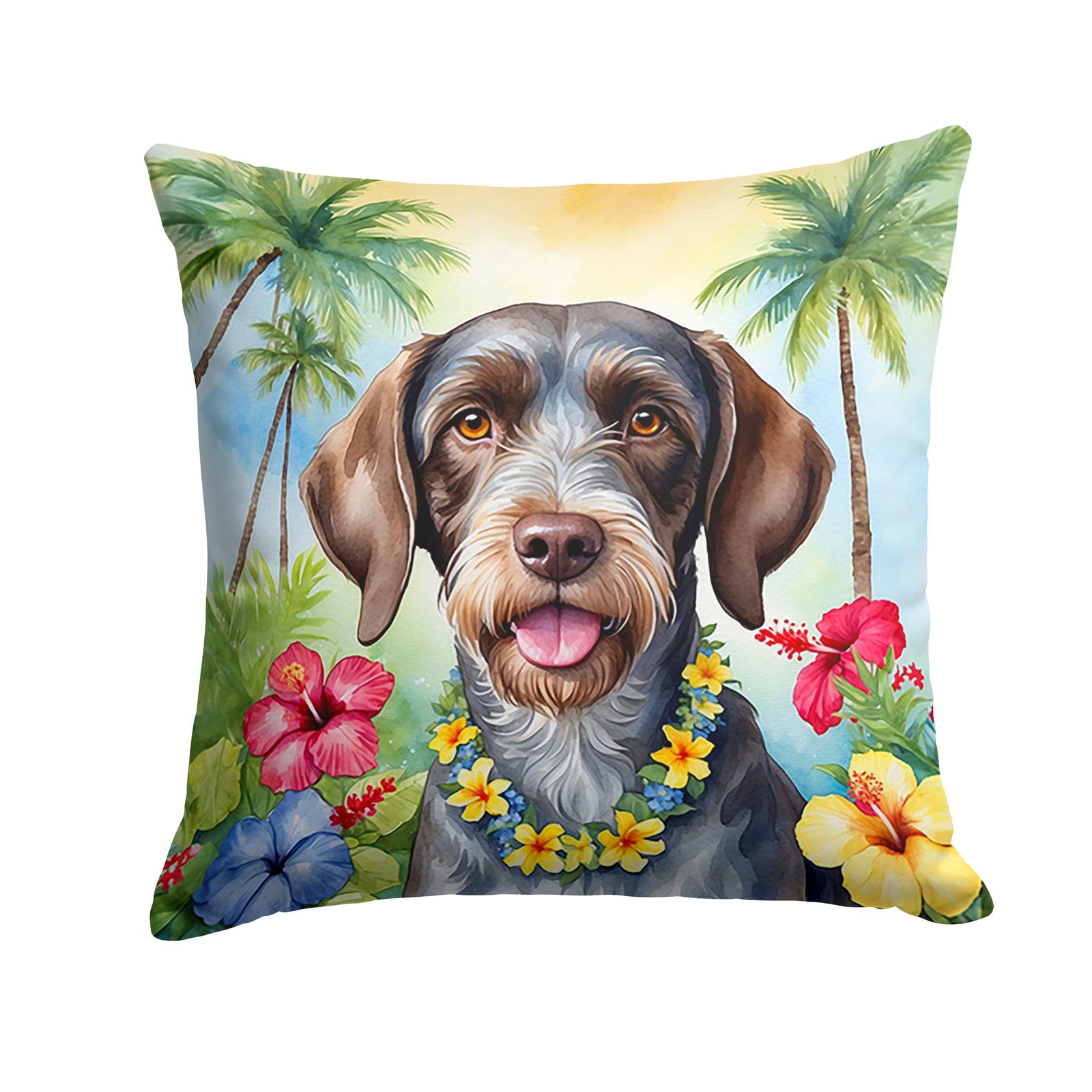 Buy this German Wirehaired Pointer Luau Throw Pillow