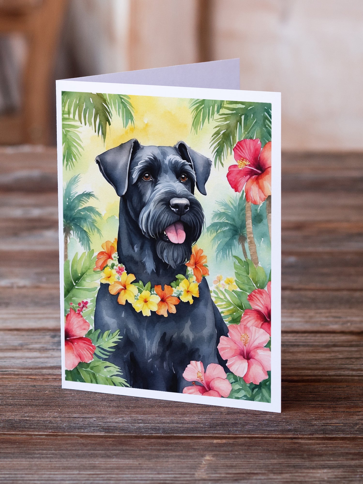 Buy this Giant Schnauzer Luau Greeting Cards Pack of 8