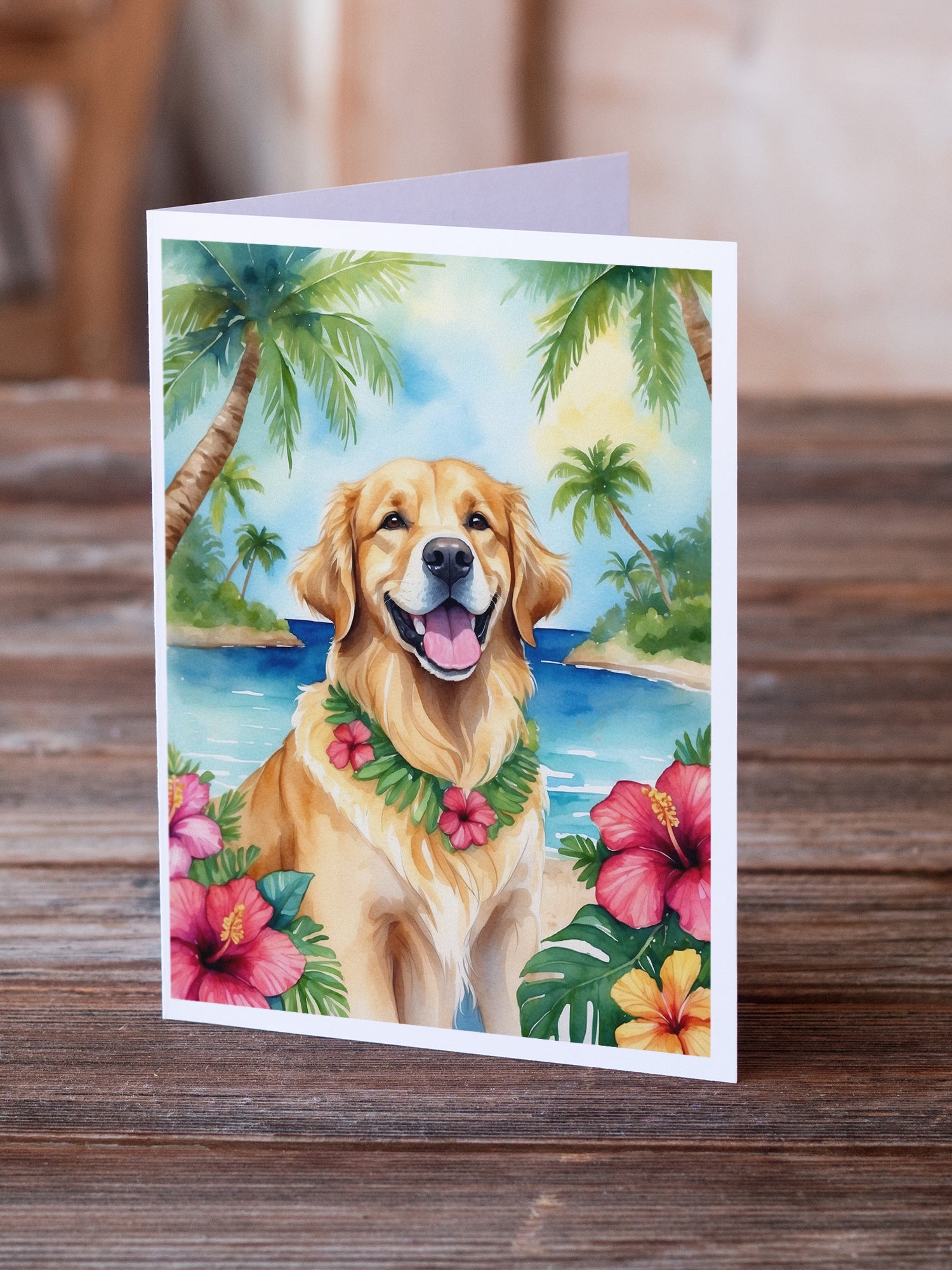 Buy this Golden Retriever Luau Greeting Cards Pack of 8
