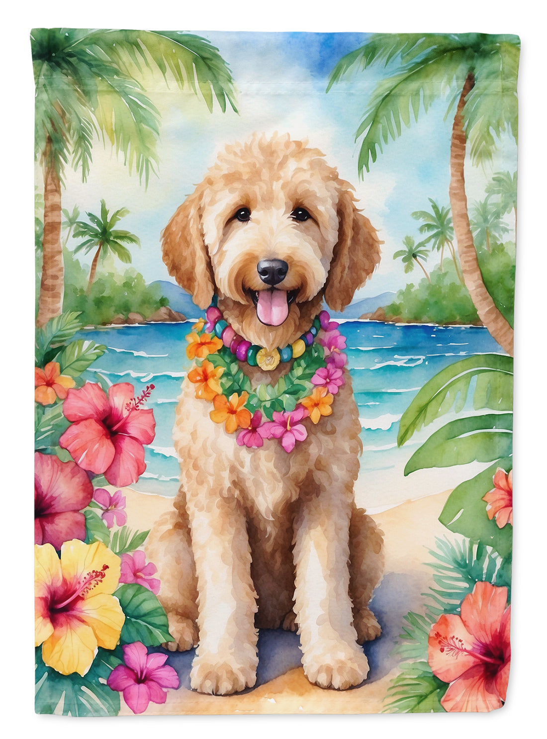 Buy this Goldendoodle Luau House Flag