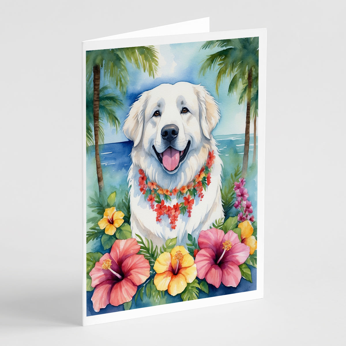 Buy this Great Pyrenees Luau Greeting Cards Pack of 8