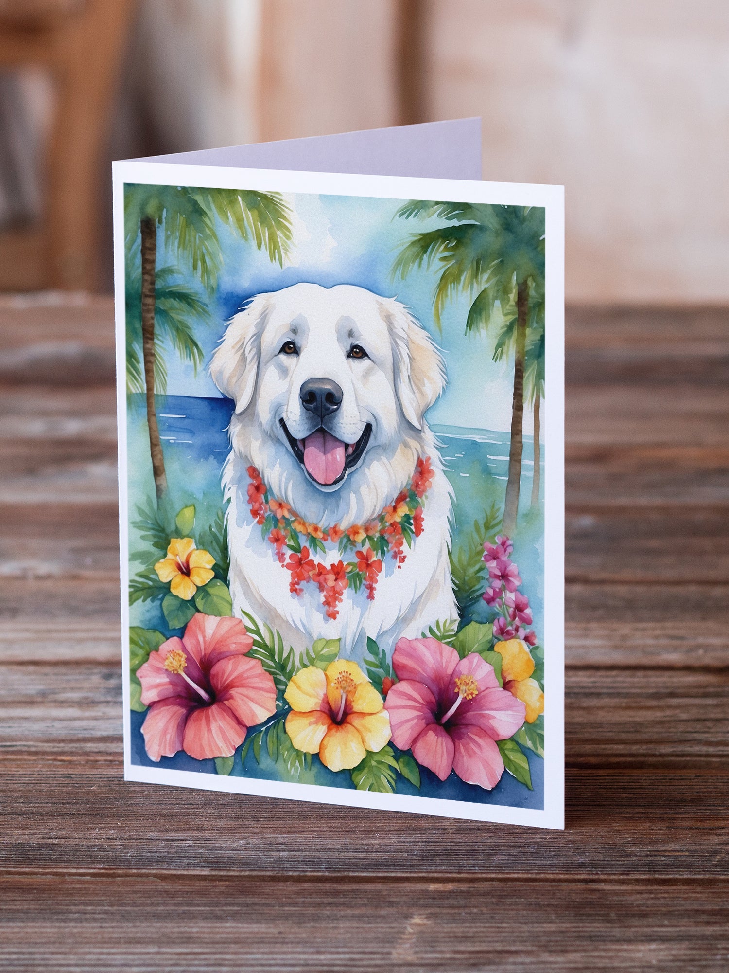 Great Pyrenees Luau Greeting Cards Pack of 8