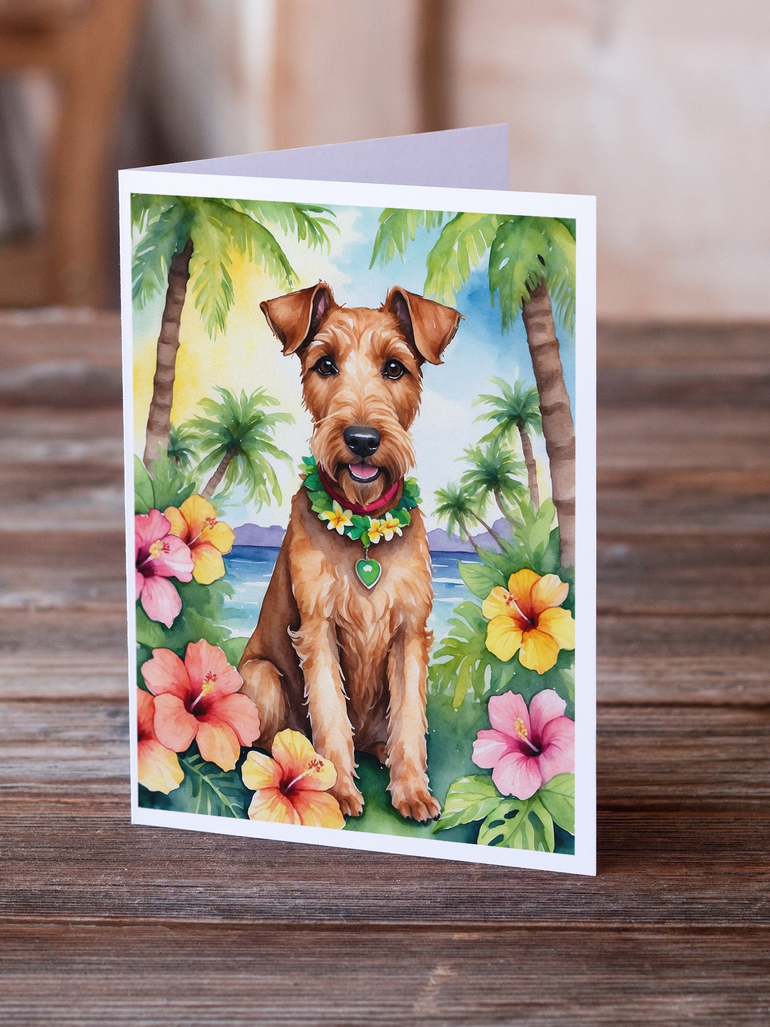 Buy this Irish Terrier Luau Greeting Cards Pack of 8