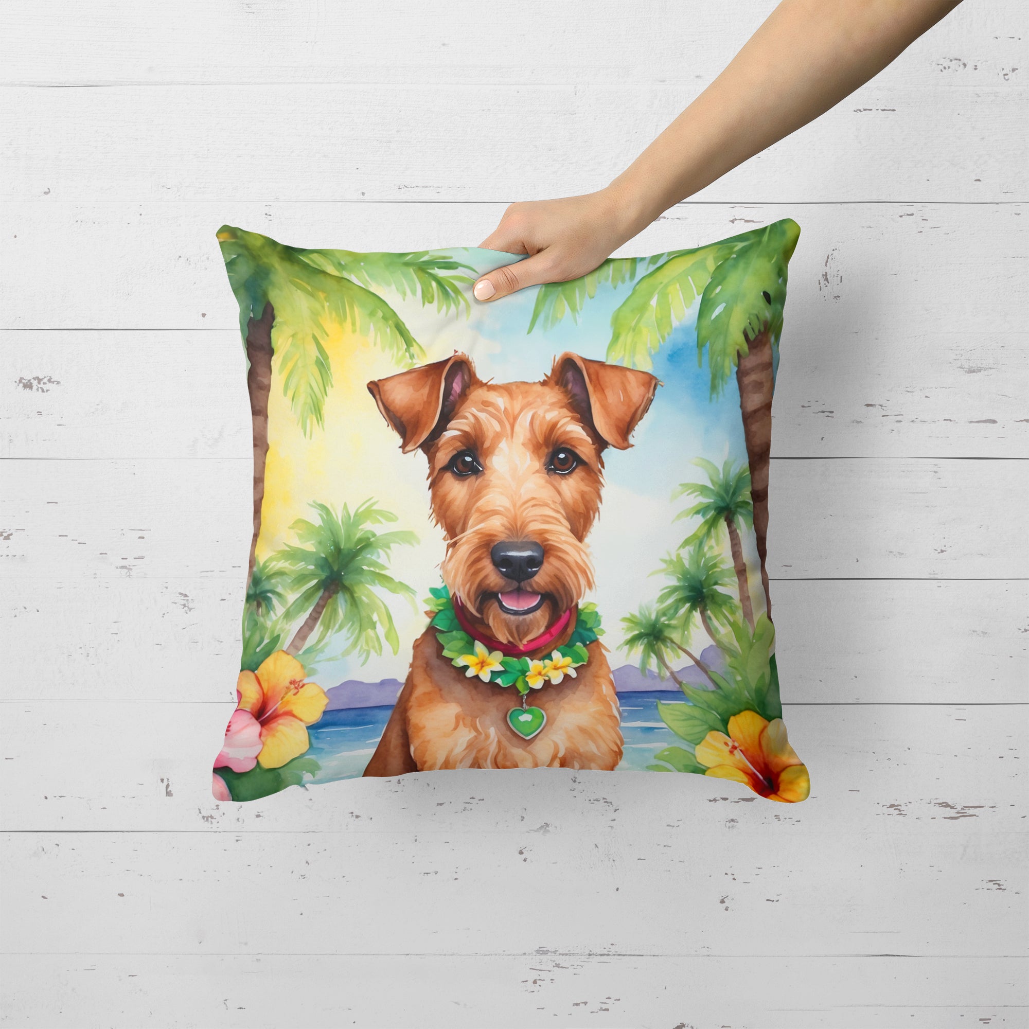 Irish Terrier Luau Throw Pillow