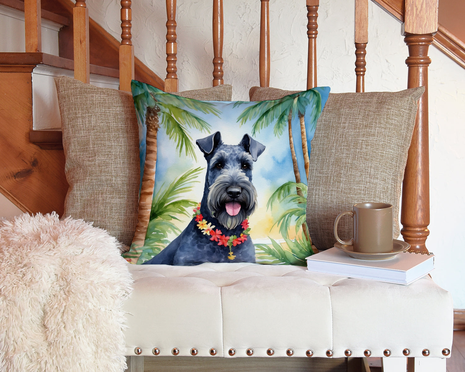 Kerry Blue Terrier Luau Throw Pillow