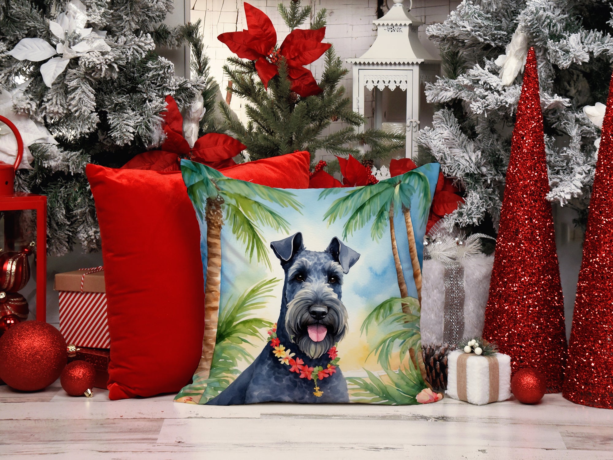 Kerry Blue Terrier Luau Throw Pillow