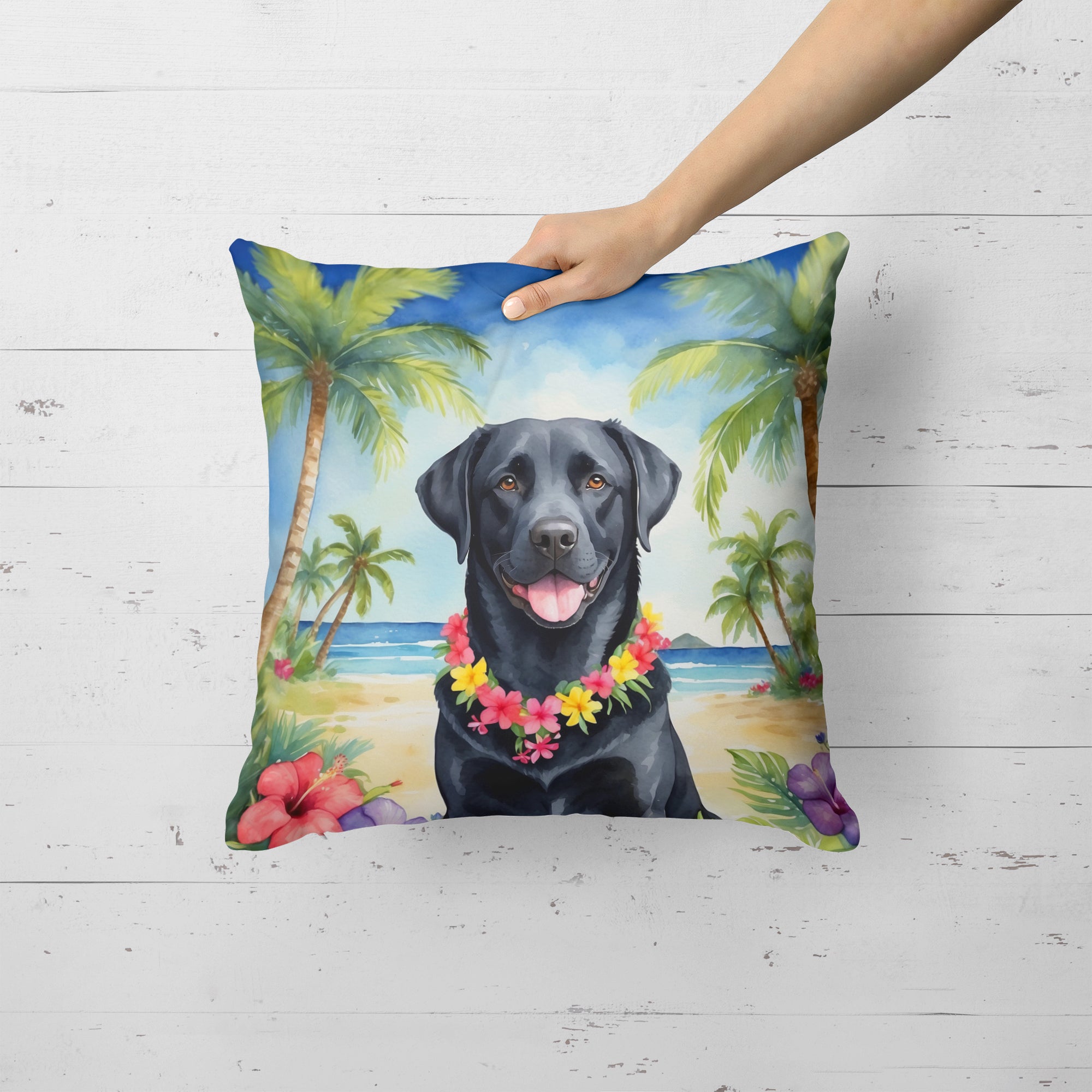Buy this Black Labrador Retriever Luau Throw Pillow