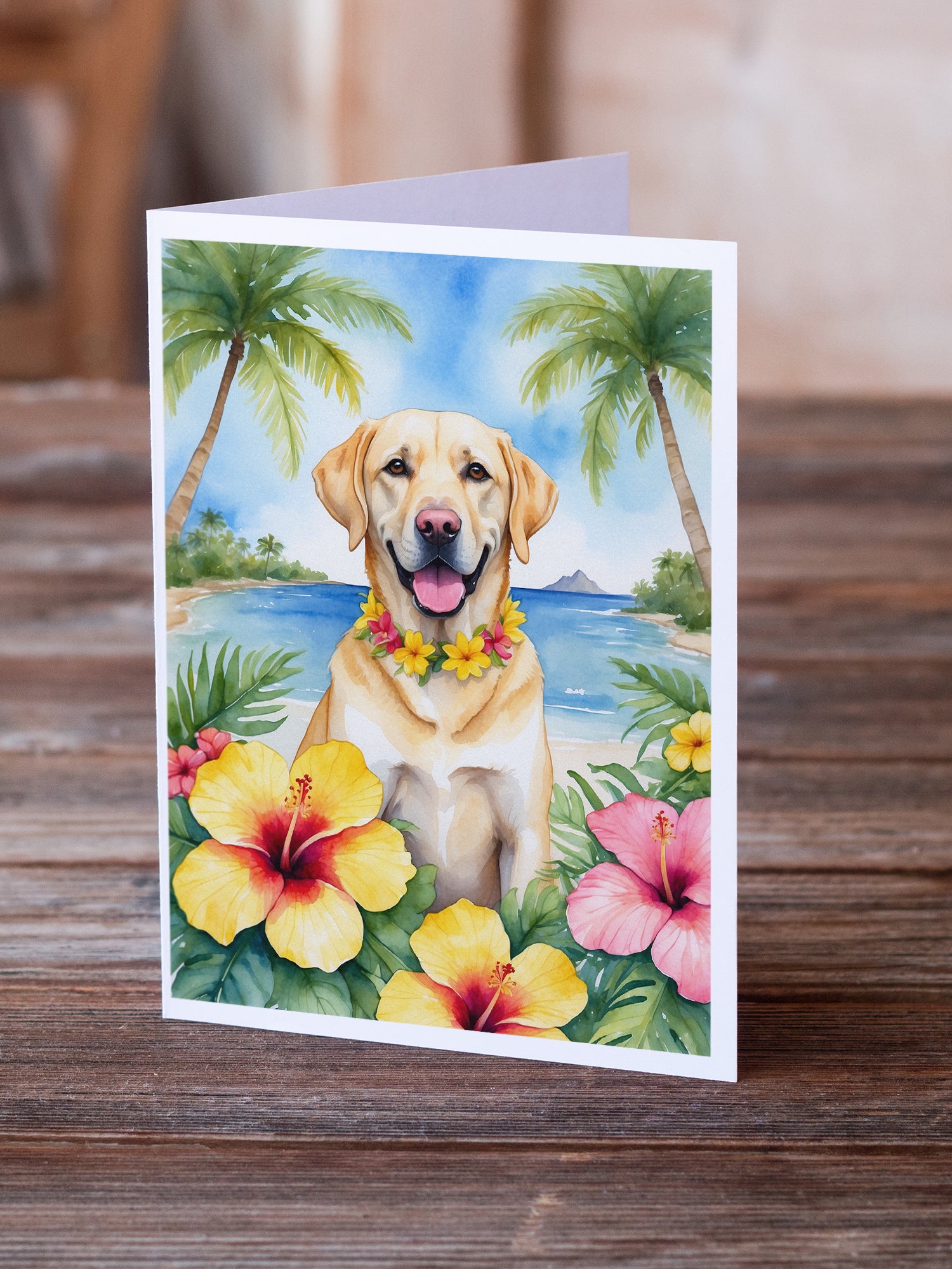 Yellow Labrador Retriever Luau Greeting Cards Pack of 8
