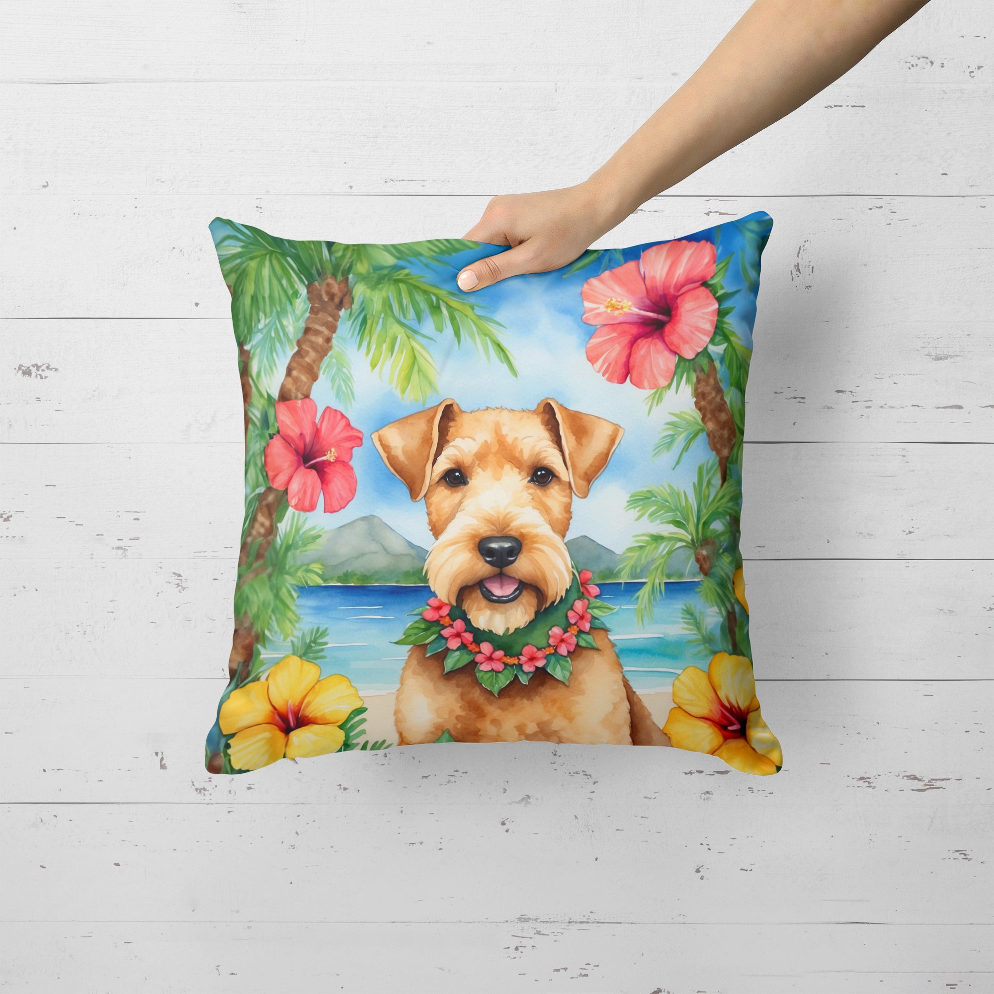Lakeland Terrier Luau Throw Pillow