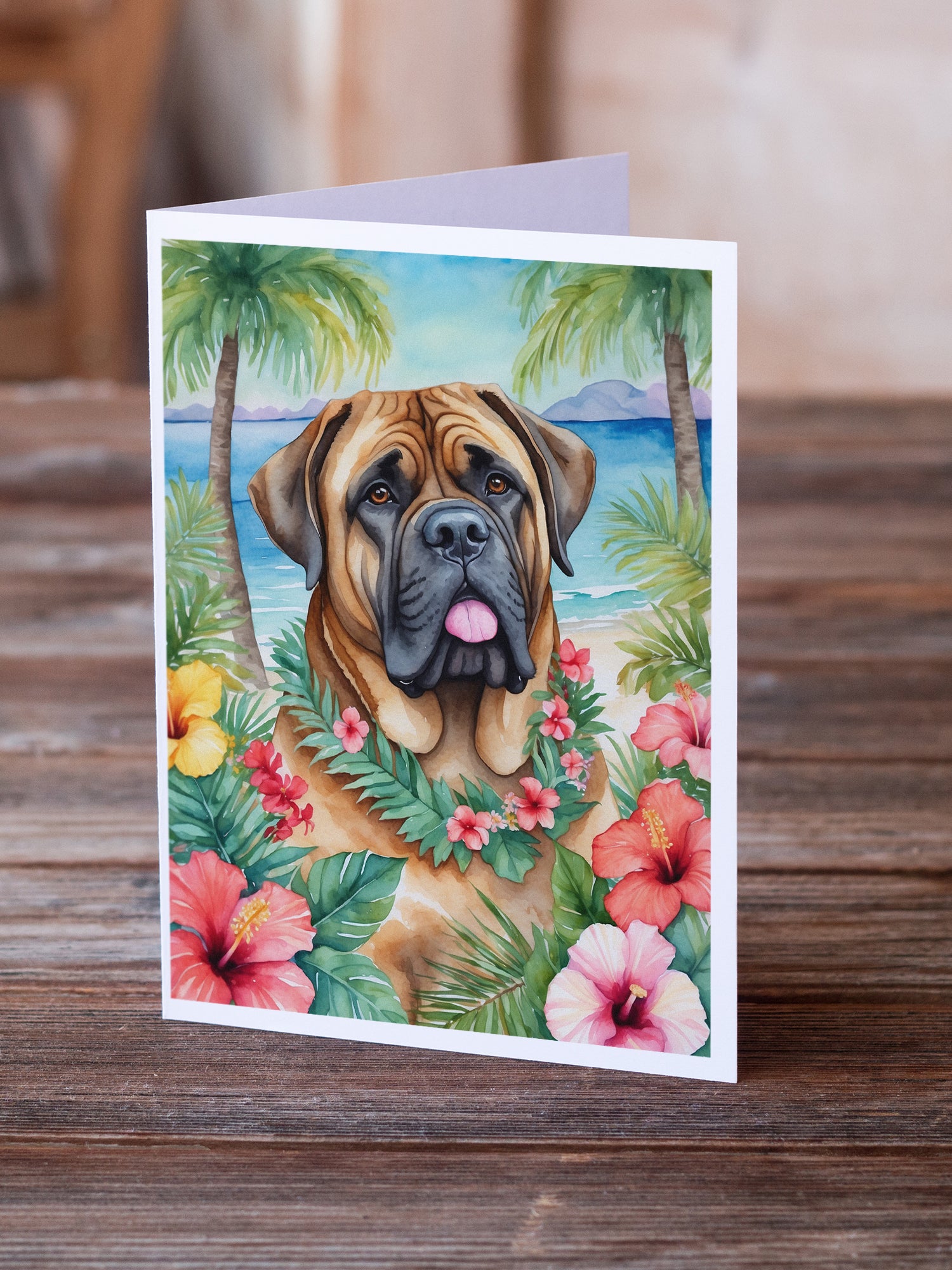 Buy this Mastiff Luau Greeting Cards Pack of 8