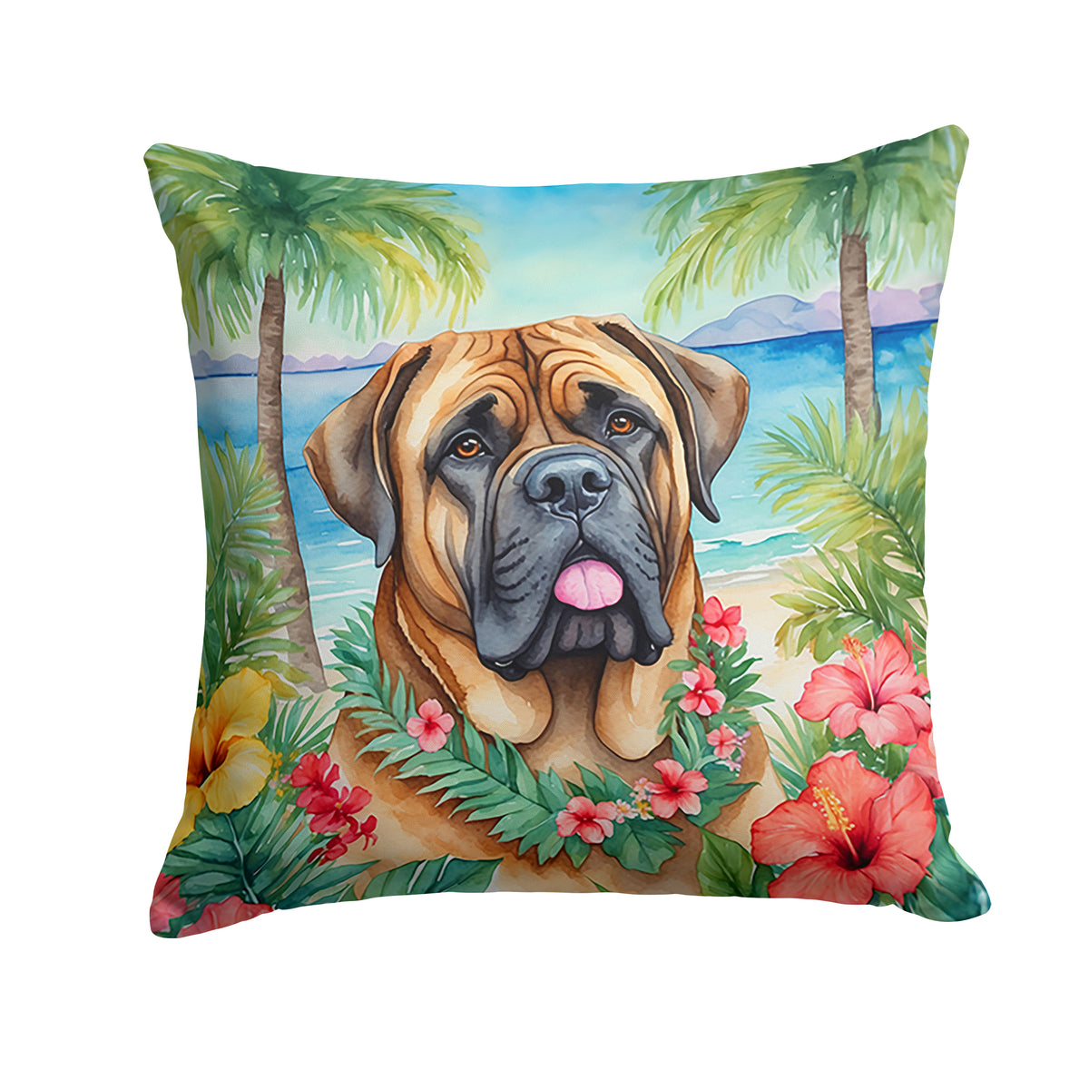 Buy this Mastiff Luau Throw Pillow