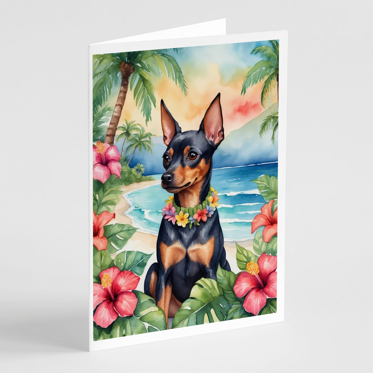 Buy this Miniature Pinscher Luau Greeting Cards Pack of 8