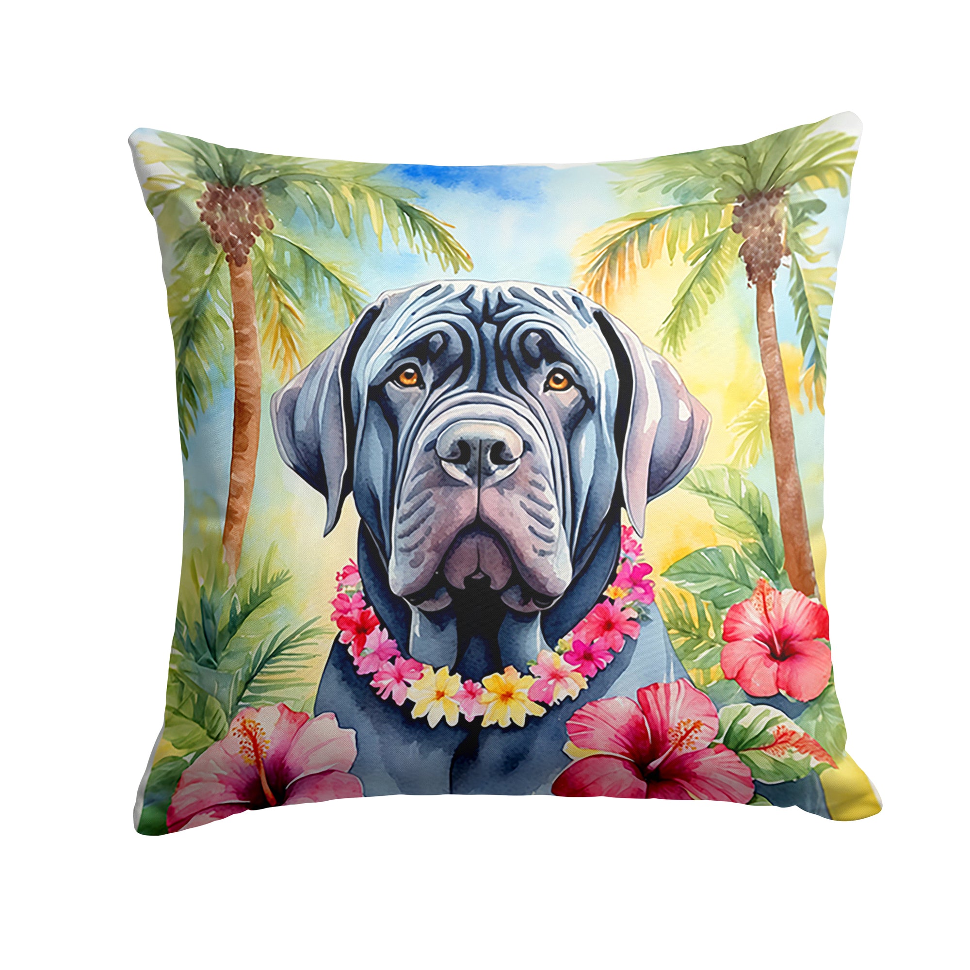 Buy this Neapolitan Mastiff Luau Throw Pillow