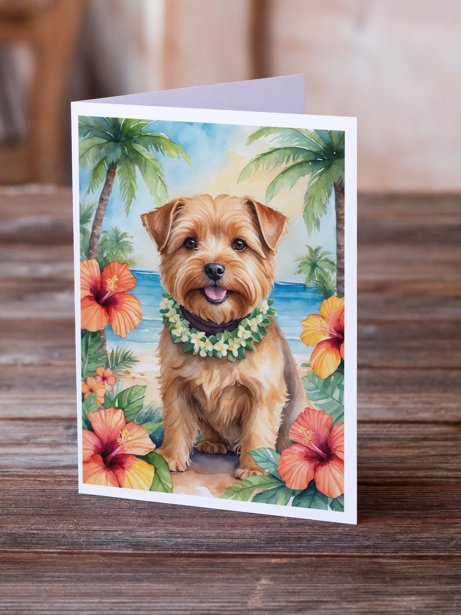 Norfolk Terrier Luau Greeting Cards Pack of 8