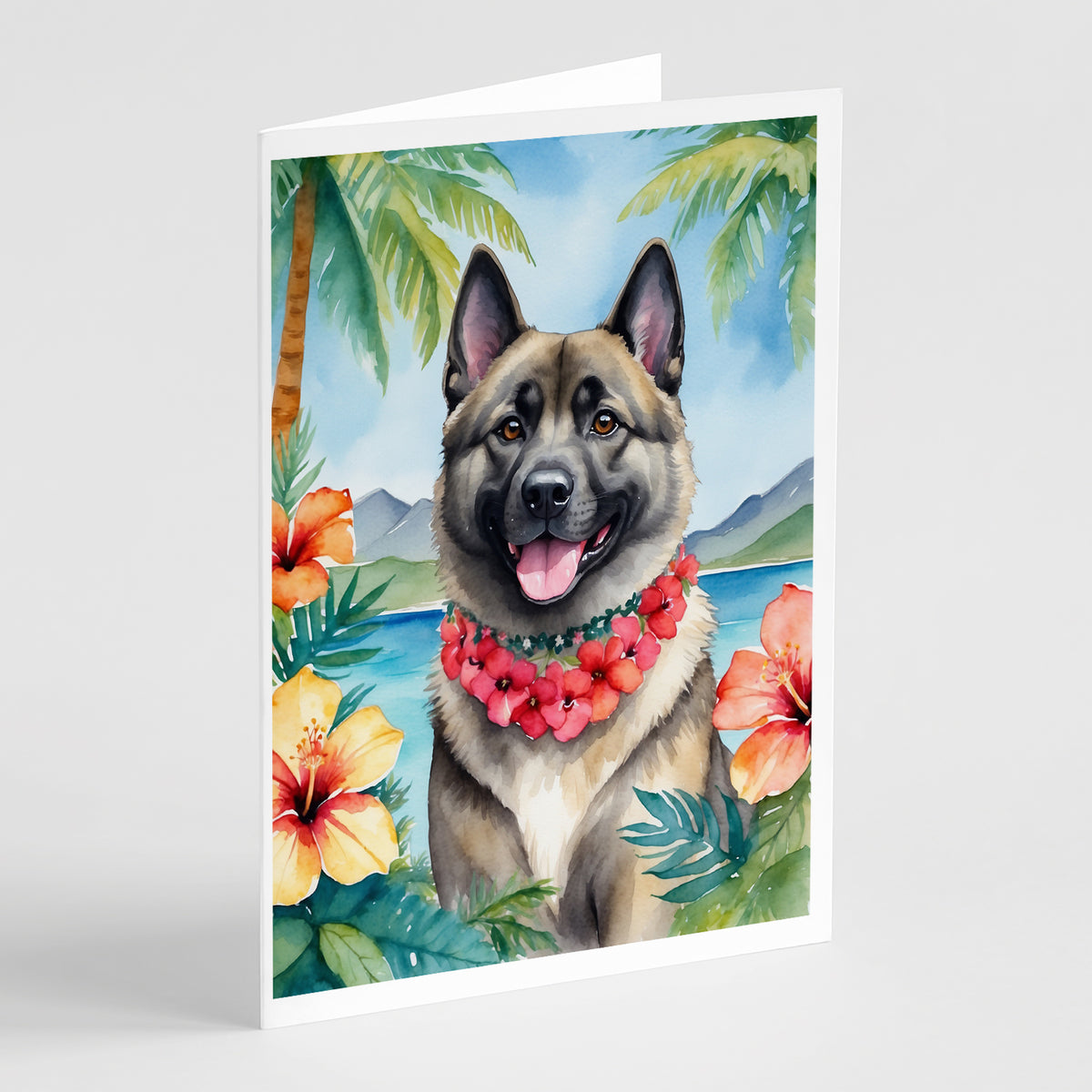 Buy this Norwegian Elkhound Luau Greeting Cards Pack of 8
