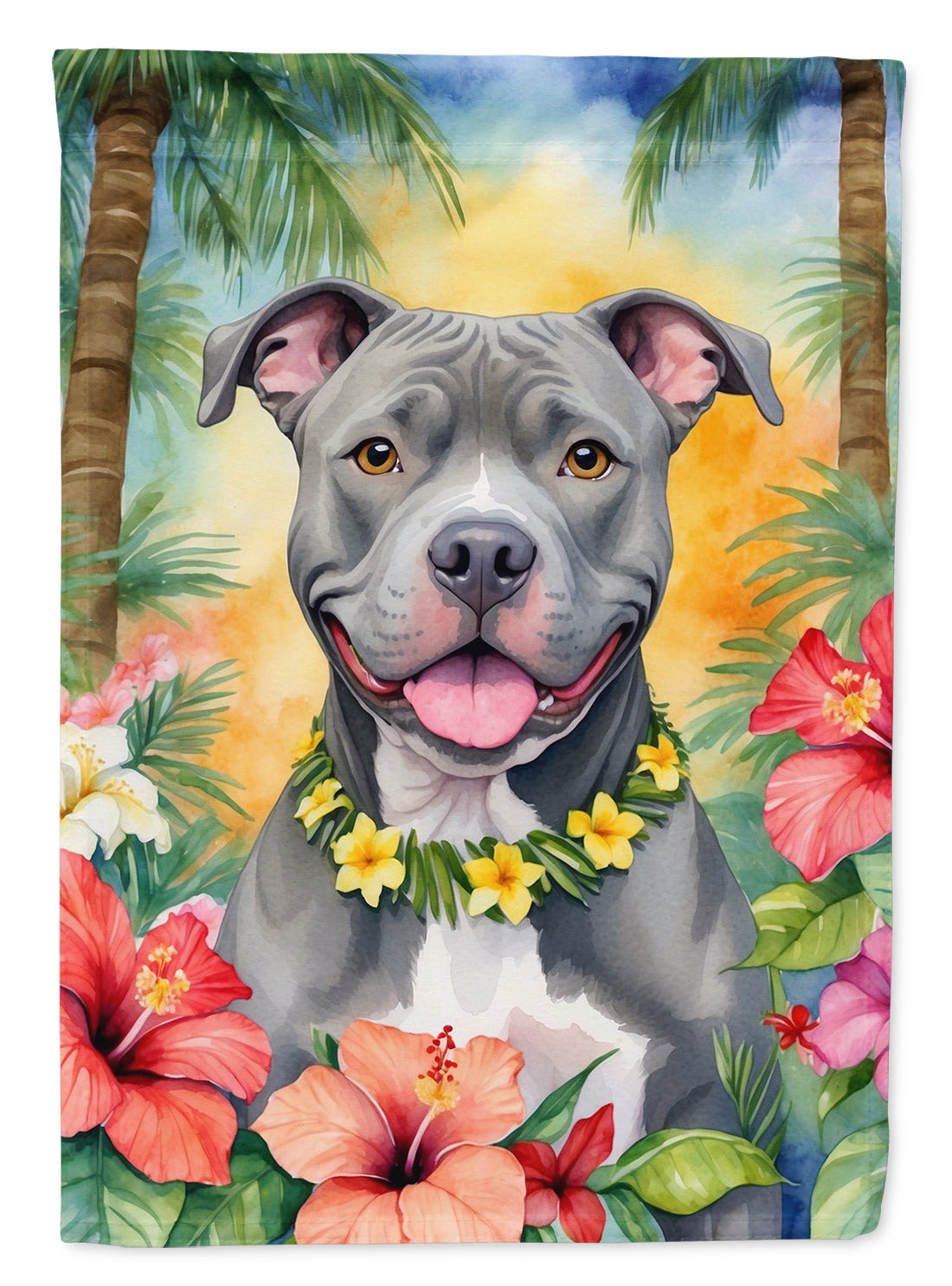 Buy this Pit Bull Terrier Luau House Flag