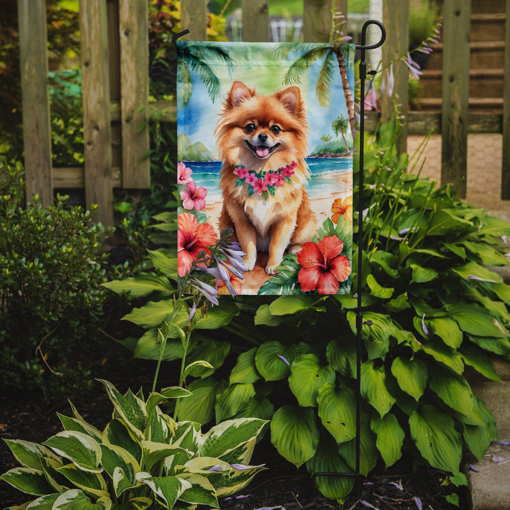 Buy this Pomeranian Luau Garden Flag