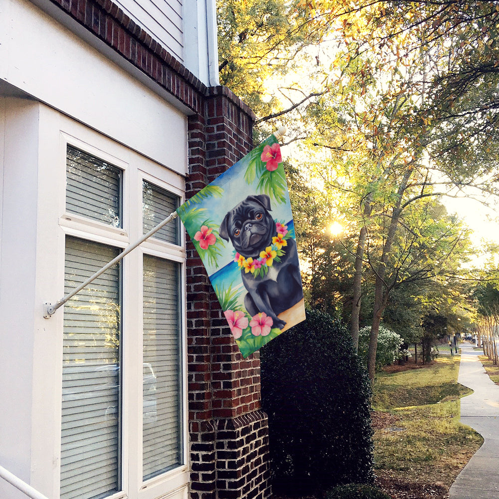 Black Pug Luau House Flag