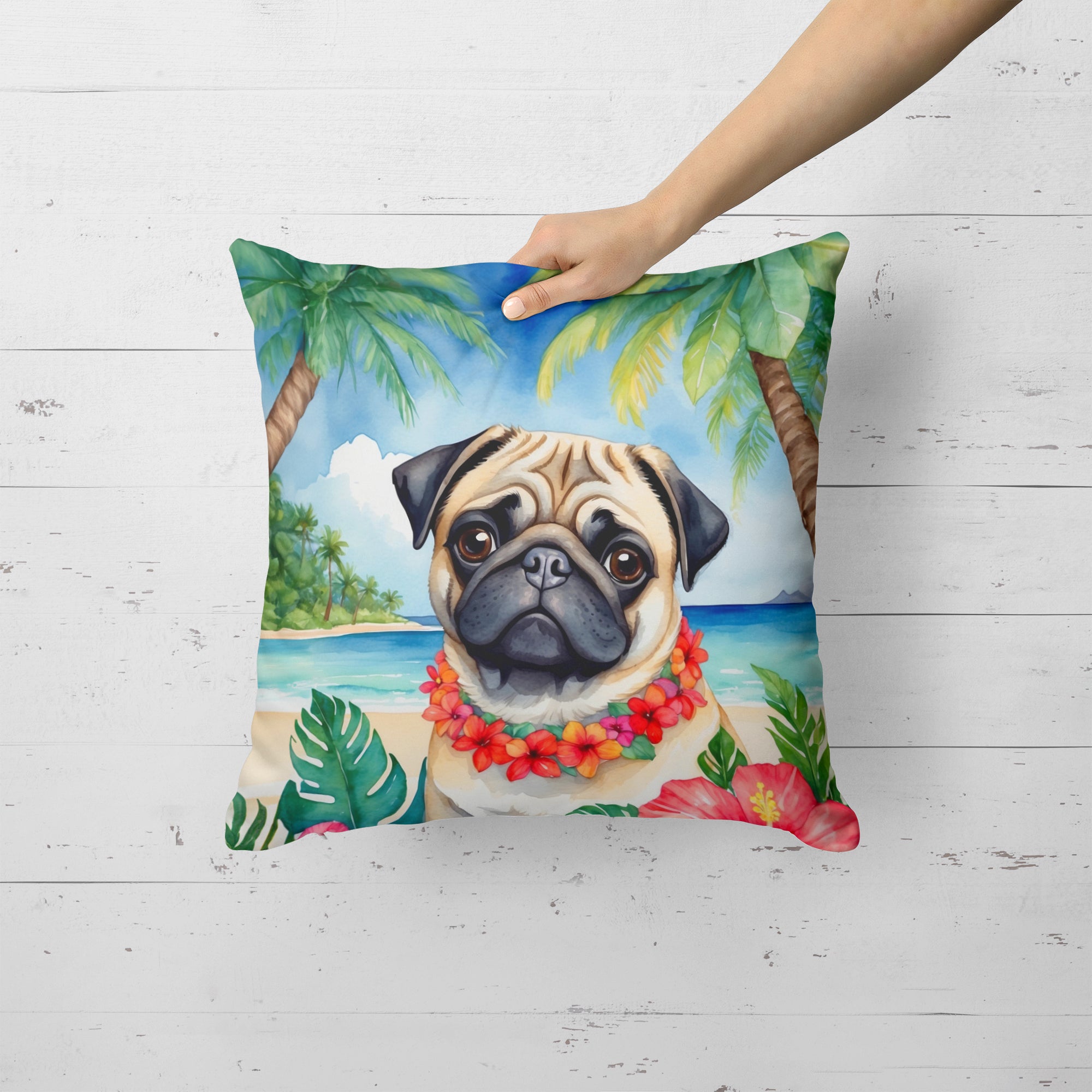 Buy this Pug Luau Throw Pillow