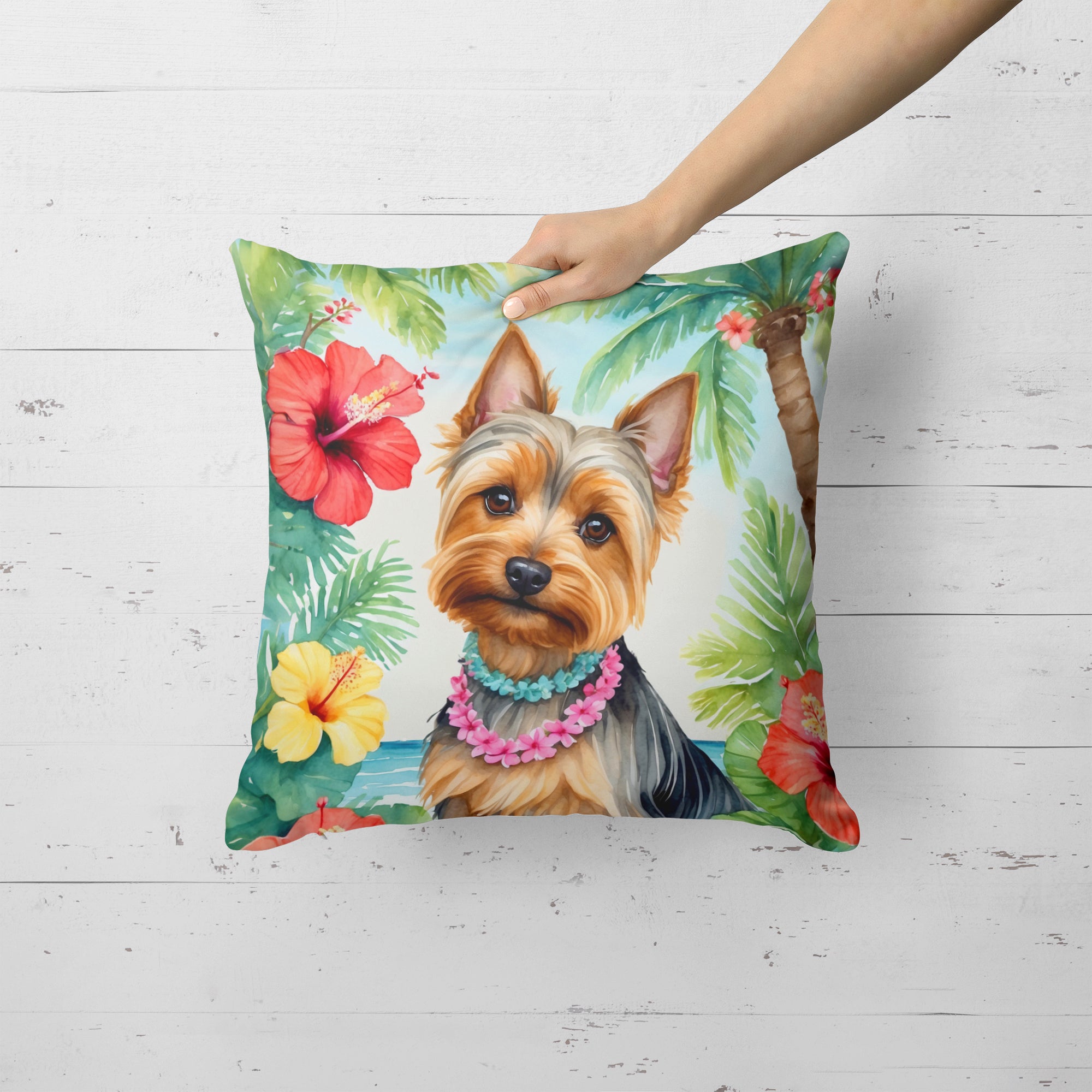 Buy this Silky Terrier Luau Throw Pillow