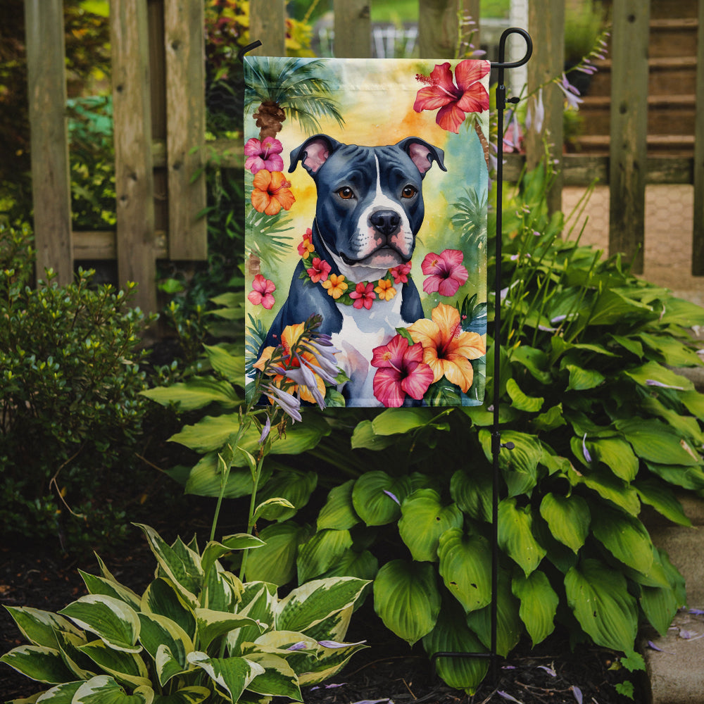 Staffordshire Bull Terrier Luau Garden Flag