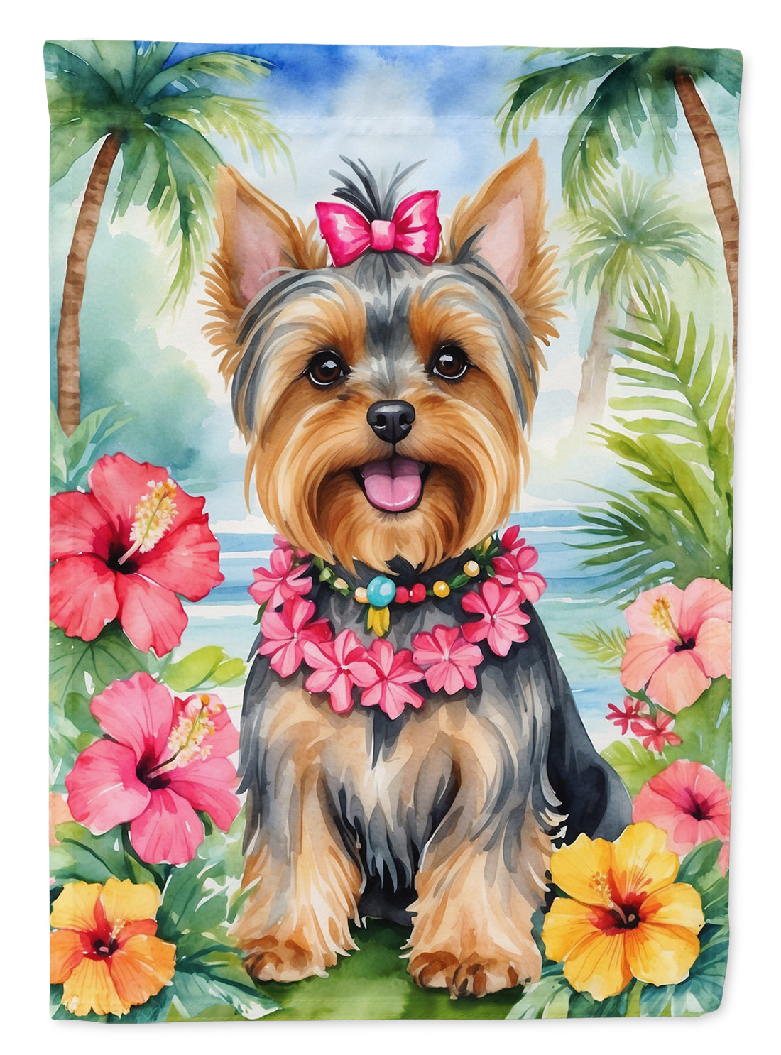 Buy this Yorkshire Terrier Luau House Flag