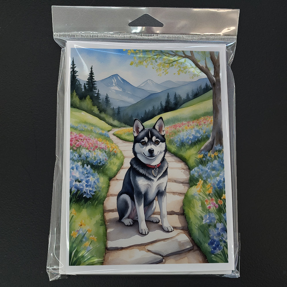 Alaskan Klee Kai Spring Garden Greeting Cards Pack of 8