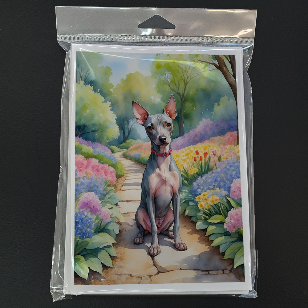 American Hairless Terrier Spring Garden Greeting Cards Pack of 8